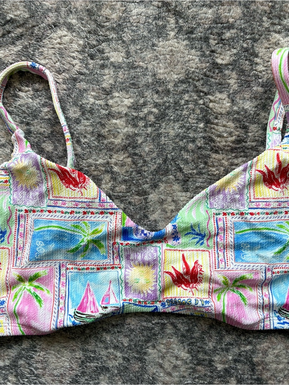 Show Me Your MuMu Multicolor Tropical Print Bikini Top - Pink, Blue, Green